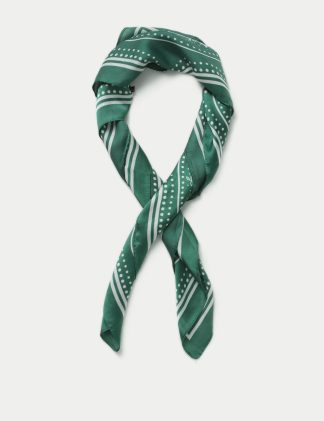 M&S Collection Women's Green Satin Scarf, Green