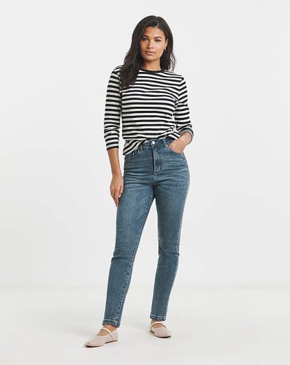 Simply Be Slim Mom Jeans- Soft Blue