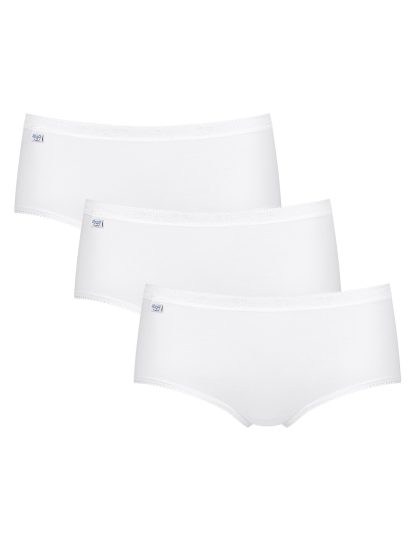 Sloggi Women's 3pk Cotton Rich High Waisted Midi Knickers - 14 - White, White,Black,White Mix