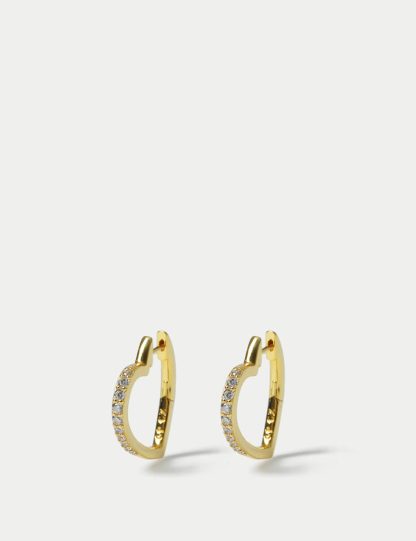 Autograph Women's 925 Sterling Silver Heart Hoop Earrings - Gold, Gold,Silver