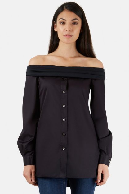 Closet London Black Off The Shoulder Contrast Top