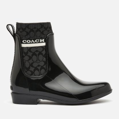 Coach Women's Rivington Signature Knit Rain Boots - Black - UK 3