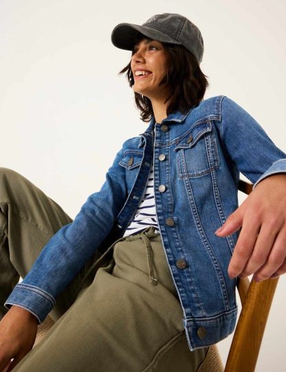 Fatface Women's Denim Jacket - 10 - Blue Denim, Yellow,Green,Blue Denim,Pink,Red