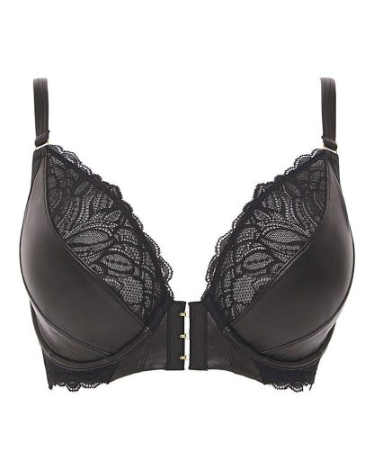 Figleaves Erin Leather & Lace Plunge Bra