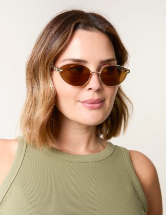 Gold Frame Metal Cat Eye Sunglasses - ONE / GOLD