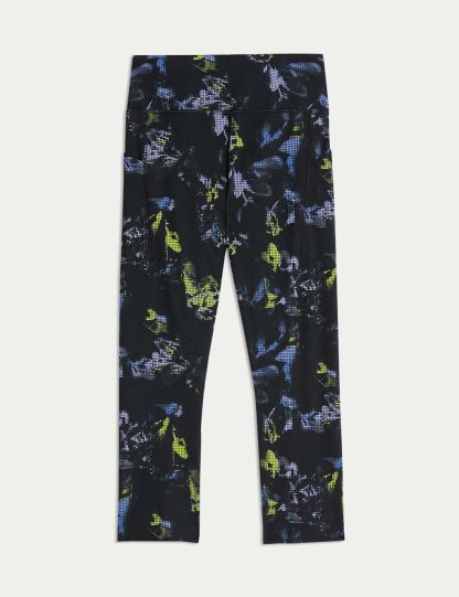 Goodmove Women's Go Train High Waisted Cropped Gym Leggings - 14 - Black Mix, Black Mix