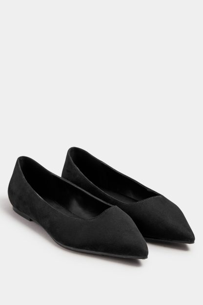 Lts Black Faux Suede Pointed Flats In Standard Fit Standard > 13 Lts | Tall Women's Flats