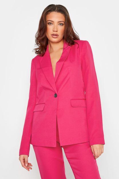 Lts Tall Bright Pink Scuba Crepe Blazer 26-28 Lts | Tall Women's Blazer Jackets