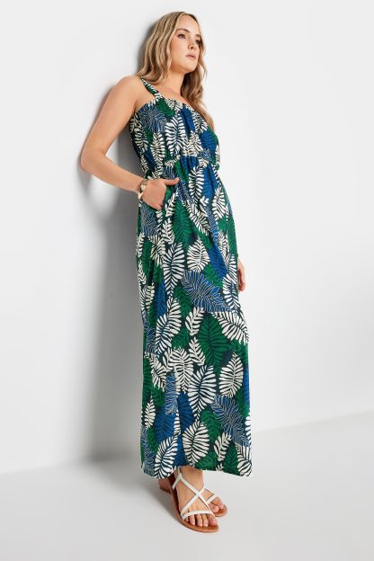 Lts Tall Navy Blue Tropical Print Maxi Dress 10 Lts | Tall Women's Maxi Dresses