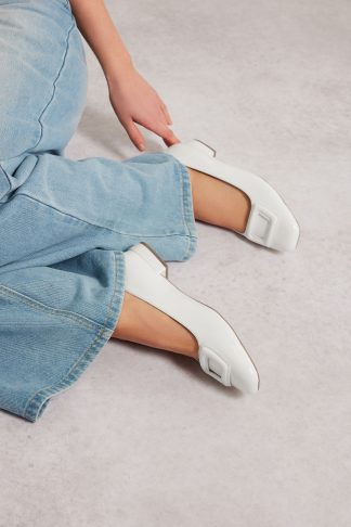 Lts White Patent Square Toe Flats In Standard Fit Standard > 13 Lts | Tall Women's Flats