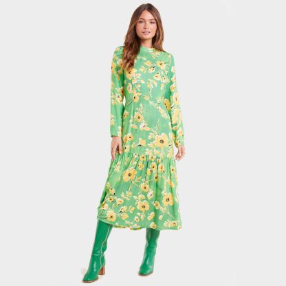 Never Fully Dressed Women's Green Daisy Dress - Green - UK 14