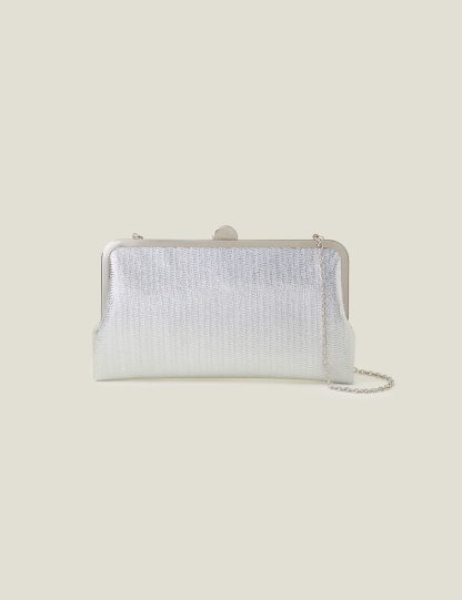 Accessorize Women's Metallic Chain Strap Clutch Bag - Silver, Silver,Gold