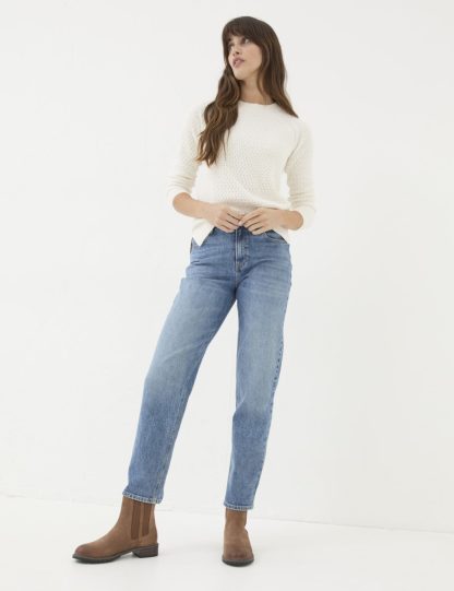Fatface Women's Boyfriend Mid Rise Jeans - 18REG - Blue Denim, Blue Denim
