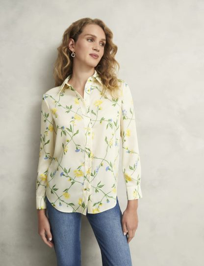 Hobbs Women's Chiffon Floral Shirt - 16 - Ivory Mix, Ivory Mix