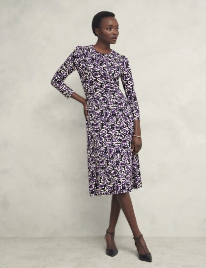 Hobbs Women's Floral Midi Skater Dress - 10PET - Purple Mix, Purple Mix