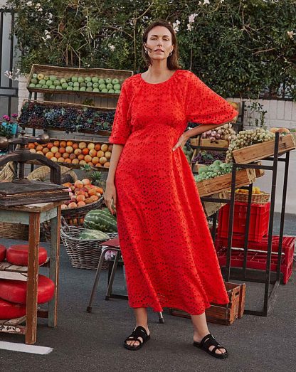 Joanna Hope Puff Sleeve Broderie Dress