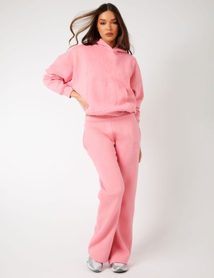 Kaiia KTL Logo Wide Leg Joggers Angel Pink