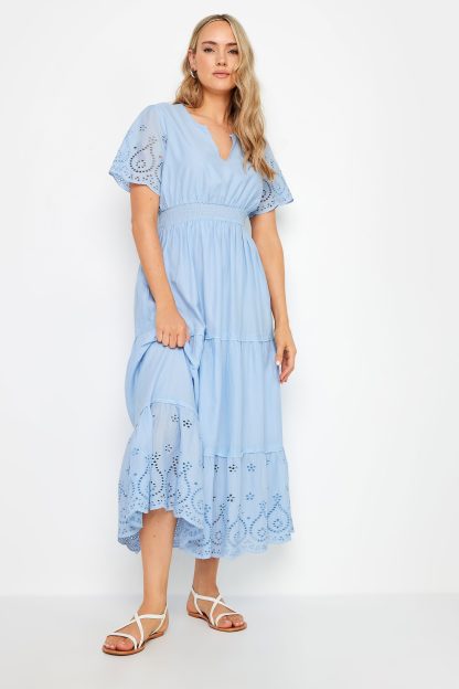 Lts Tall Baby Blue Broderie Hem Maxi Dress 24 Lts | Tall Women's Summer Dresses