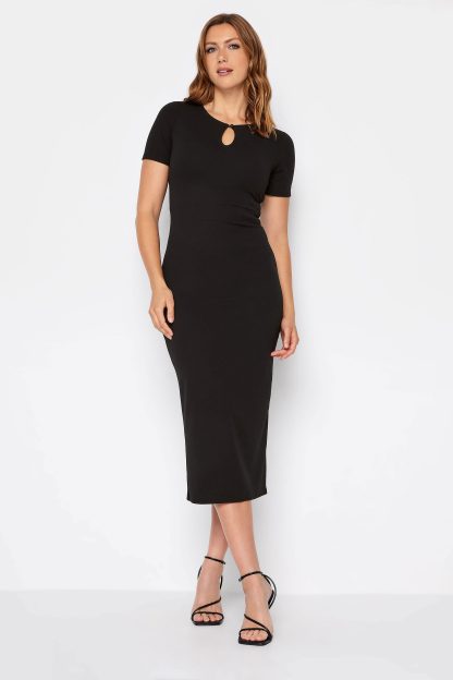 Lts Tall Black Keyhole Detail Midi Dress 22-24 Lts | Tall Women's Black Dresses