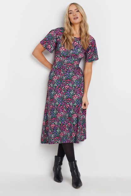 Lts Tall Purple Floral Print Midi Dress 8 Lts | Tall Women's Midi Dresses