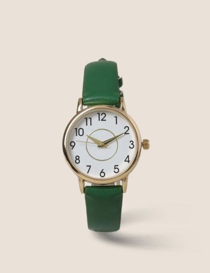 M&S Collection Women's Green & Gold Tone Watch, Green