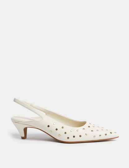 M&S Collection Women's Sparkle Ankle Strap Kitten Heels - 5 - Opaline, Opaline