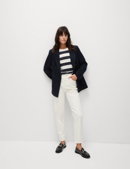 M&S Collection Women's The Mom Jeans - 12SHT - Ecru, Light Indigo Mix,Indigo,Dark Indigo Mix,Ecru,Black,Mid Blue