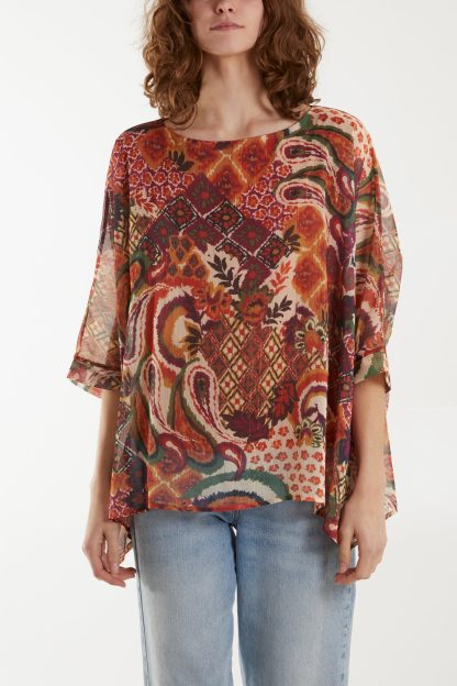 Oversized Kimono Top - S/M / TERRACOTTA