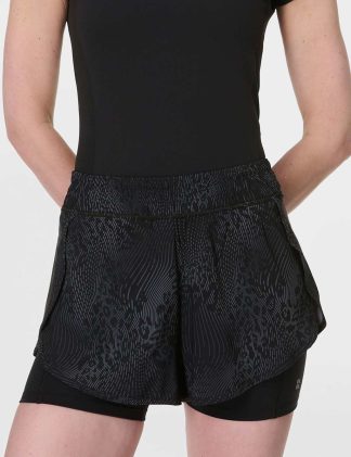 Sweaty Betty Women's Get Set 2-in-1 Layered Gym Shorts - Black Mix, Black Mix
