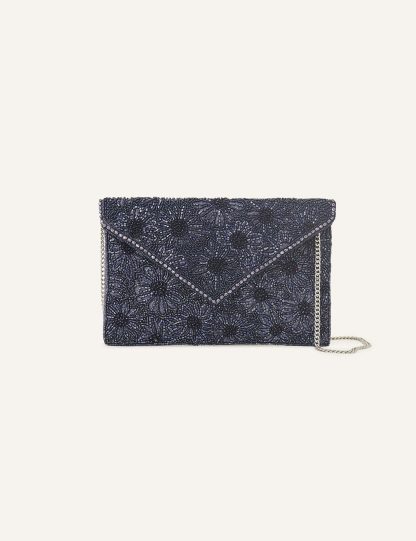 Accessorize Women's Beaded Chain Strap Clutch Bag - Navy, Navy,Silver,Gold
