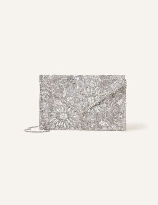 Accessorize Women's Beaded Chain Strap Clutch Bag - Silver, Silver,Navy,Gold