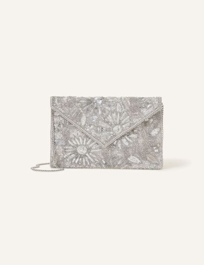 Accessorize Women's Beaded Chain Strap Clutch Bag - Silver, Silver,Navy,Gold