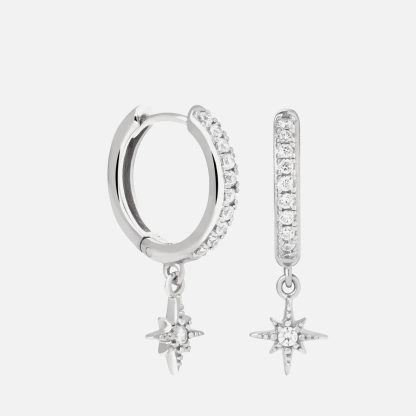 Astrid & Miyu Rhodium-Plated Star Huggies