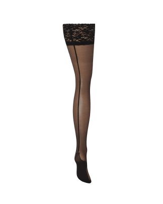 Bluebella Back Seam Leg/Lace Top Hold Ups Black - L