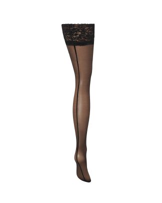 Bluebella Back Seam Leg/Lace Top Stockings Black - L