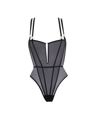 Bluebella Elizabeth Sheer Mesh Bodysuit Black - 10