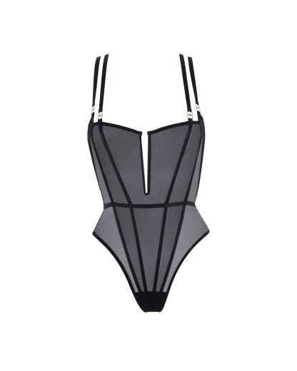Bluebella Elizabeth Sheer Mesh Bodysuit Black - 10