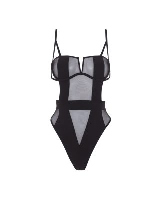Bluebella Orla Sheer Mesh Bodysuit Black - 30B