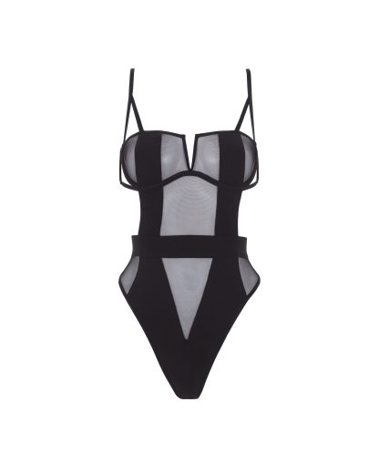 Bluebella Orla Sheer Mesh Bodysuit Black - 30B