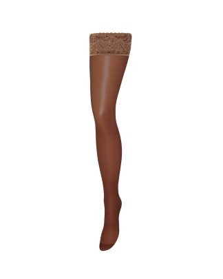 Bluebella Plain Leg/Lace Top Hold Ups Berry - L