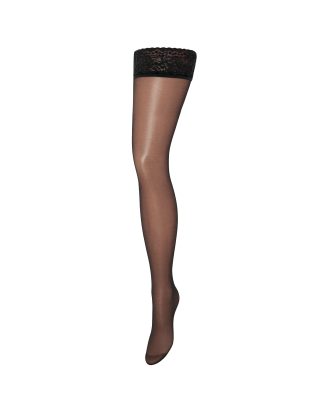 Bluebella Plain Leg/Lace Top Hold Ups Black - L