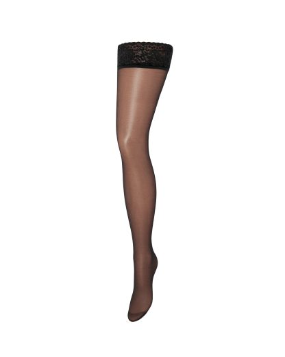 Bluebella Plain Leg/Lace Top Hold Ups Black - L