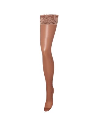 Bluebella Plain Leg/Lace Top Hold Ups Caramel - L