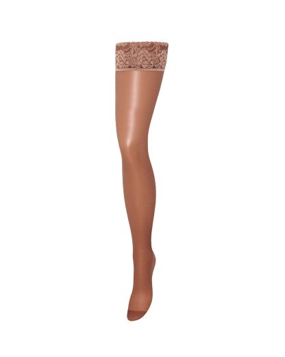 Bluebella Plain Leg/Lace Top Hold Ups Caramel - L