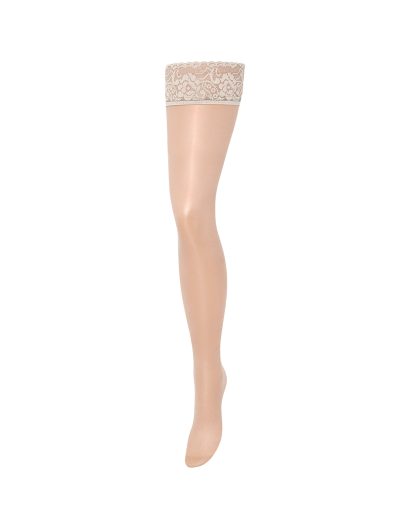 Bluebella Plain Leg/Lace Top Hold Ups Champagne - L