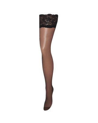 Bluebella Plain Leg/Lace Top Stockings Black - L