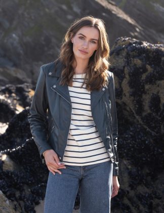 Celtic & Co. Women's Leather Biker Jacket - 16 - Indigo, Indigo
