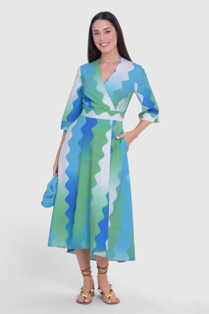 Closet London Green Wrap High-Low Wrap Dress Size:10