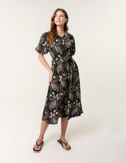 Embroidered Shirt Dress - ONE / BLACK