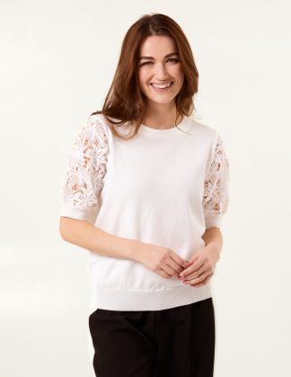 Embroidered Sleeve Top - M/L / IVORY